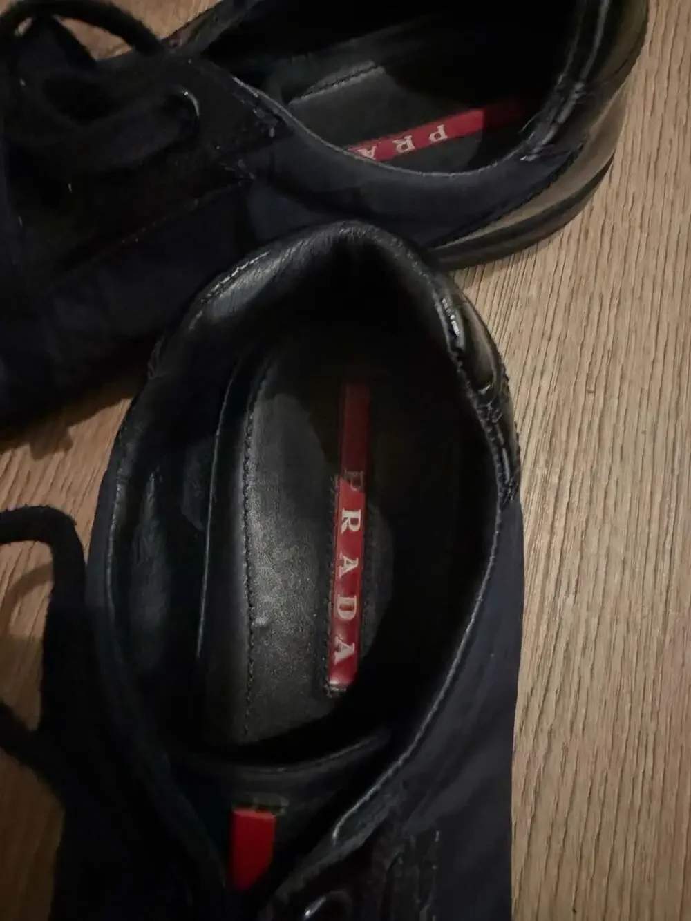 Prada Nylon and Patent Leather Sneakers Black Size 9.5